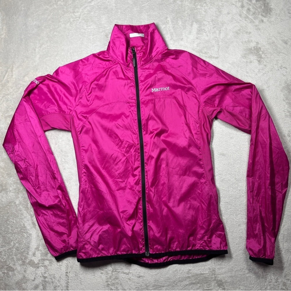 Marmot Women’s Pink Black Zip Front Very Lightweight Windbreaker Jacket Size XS
